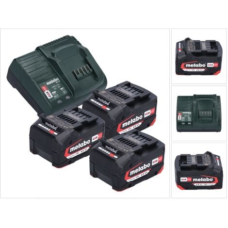Metabo Basic Set 3x Batteries Li-Power 18 V 4,0 Ah + Chargeur Metabo SC ...