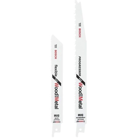 Bosch Progressor & Flexible for Wood and Metal Jeu de lames de scie sabre BIM 2 pces ( 260925C110 ) 150 / 200 mm pour le bois et le métal
