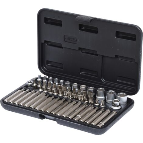 Kstools – Coffret de douilles et embouts Torx 57 pcs – 1/4'', 3/8'', 1/2'' – Acier S2 – Finition satinée – Valise robuste