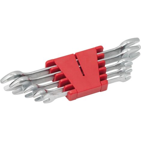 Kstools – Jeu de clés à fourche 5 pcs 8-19mm – Acier chrome vanadium finition satinée – Normes DIN 3110 ISO 1085 ISO 10102 ISO 3318 – Fourche inclinée 15°