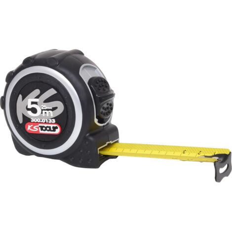 Ks Tools – Mètre déroulant 5m x 25mm – Ruban en acier avec traitement nylon – Blocage automatique et retour de ruban – Précision Classe II - mx25mm