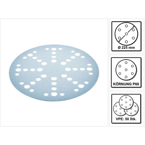 Festool STF D225/128 Disques abrasifs Granat P60 - 225 mm pour ponçeuse à bras PLANEX - 50 pcs. (205654)
