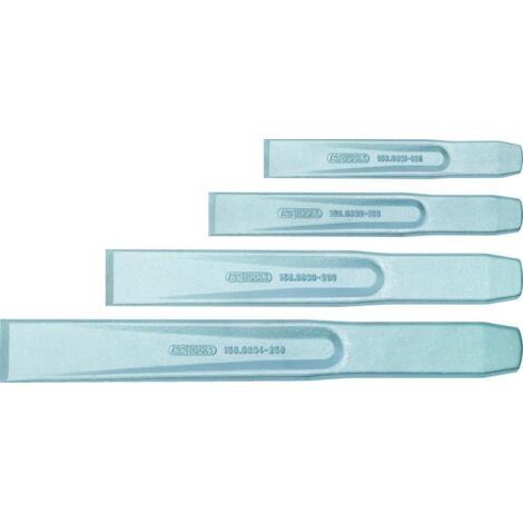 Kstools – Jeu de burins plats 4 pcs – Acier chrome-molybdène extra-fin – Dimensions 125x19 mm à 250x31 mm – Tranchant réaffûtable