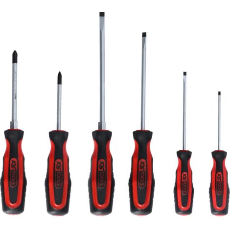 Kstools – Jeu de tournevis à cliquet 6 pcs – Lame chrome vanadium avec pointe brunie – Poignée bimatière pour transmission optimale de la force (1/4)