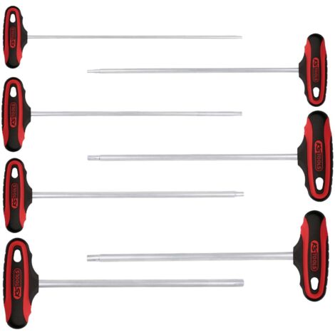 KS TOOLS Jeu de clés mâles, poignée en T RIBE ERGOTORQUEplus® extra-longue, 7 pcs, M4-M10 ( 158.5050 )