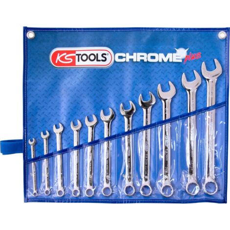 Kstools – Jeu de clés mixtes coudées 11 pcs – Acier chromé vanadium – Système FlankTraction – Œil coudé à 15° pour accès étroit (1/4)