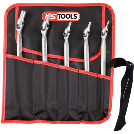 Kstools – Clés à embouts articulés Torx 5 pcs – Acier Chrome Vanadium – Tête inclinable 180° – Finition satinée pour bonne prise en main