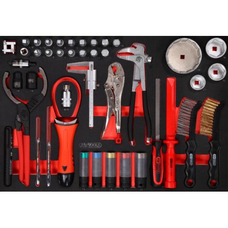 Kstools – Module démontage roues 43 pcs – Accessoire pour servante d'atelier – Résistant aux hydrocarbures – Insert en mousse haute résistance