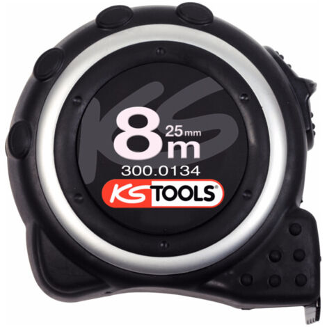 Ks Tools – Mètre à ruban 8 m x 25 mm – Acier avec traitement nylon anti-usure – Boîtier bi-composant ABS – Graduation facile à lire - mx25mm
