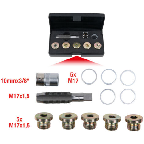 KS Tools Kit de réparation pour bouchons de vidange, 12 pcs. M17x1,5 (1/5)