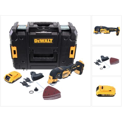 Dewalt – Outil oscillant multi-cutter sans fil 18V Brushless – 1 batterie 2,0Ah – Coffret TSTAK II avec 29 accessoires – Changement rapide d’outils