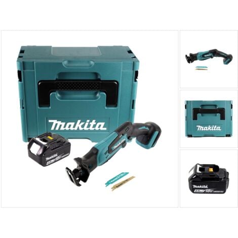 Makita DJR 183 M1J Scie recipro sans fil 18 V + 1x batterie rechargeable 4,0 Ah + Makpac - sans kit chargeur