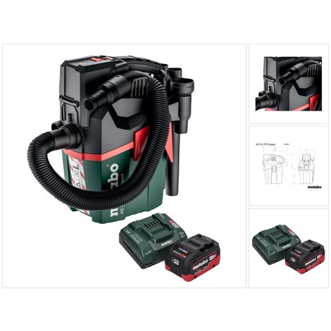 Metabo – Aspirateur sans fil 18V 6L – Dépression 120 hPa – Débit d'air 2100 l/min – Classe de poussière L – Mode ECO et Boost - AS 18 L PC (1/5)