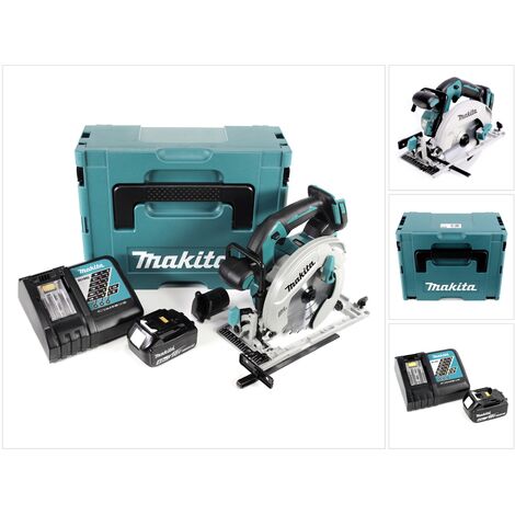 Makita DHS 680 RM1J Scie circulaire sans fil 18V Ø 165 mm + Boîtier MAKPAC 3 + 1x Batterie BL1840 4,0 Ah + Chargeur DC18RC (1/5)