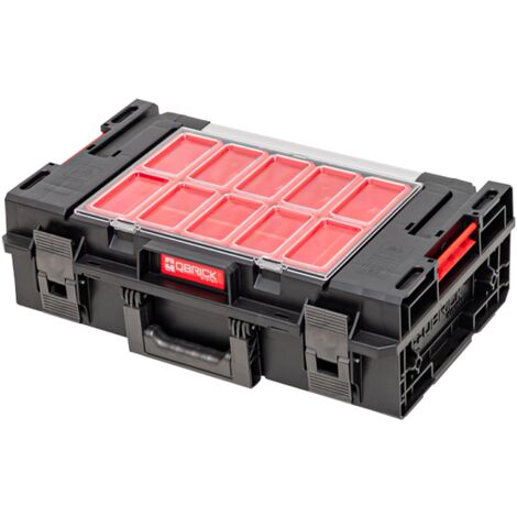Qbrick – Boîte à outils empilable 585 x 385 x 190 mm – 15,4 l – IP66 – 12 inlays et 3 séparateurs – Pour chantiers humides et espaces confinés (1/5)