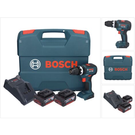 Bosch GSB 18V-55 Professional Perceuse-visseuse à percussion sans fil 18 V 55 Nm Brushless ( 0615990L7C ) + 2x batterie 4,0 Ah + chargeur + Coffret