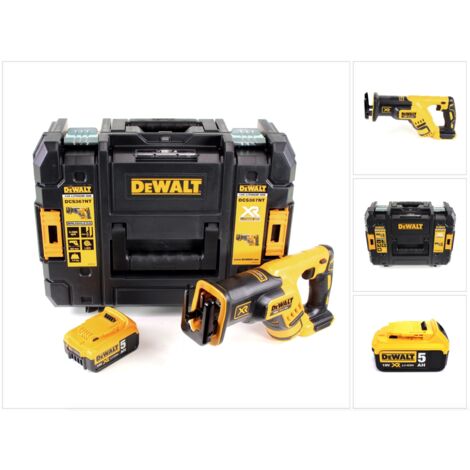 Dewalt – Scie sabre sans fil 18V – Moteur Brushless – 1 batterie 5,0 Ah – Profondeur de coupe 200 mm – Coffret de transport TSTAK - DCS 367 NT (1/5)