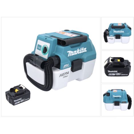 Makita – Aspirateur souffleur sans fil 18V – Moteur Brushless – 7,5L – Aspiration 67mbar – Utilisation 35 min avec batterie 6,0Ah