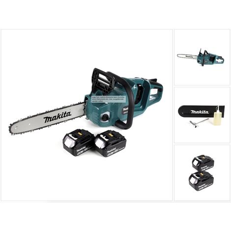 Makita DUC 355 T2 Tronçonneuse à chaîne sans fil 36V ( 2x18V ) Brushless 35 cm + 2x 5,0 Ah batterie - sans chargeur