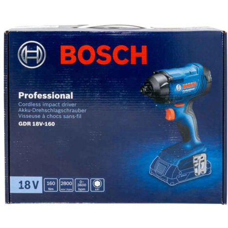 Bosch GDR 18 V-160 Visseuse à chocs sans fil avec douille haxagonale 1/4" + Insert L-Boxx - sans Batterie, sans Chargeur ni Coffret de transport ( 06019G5106 )
