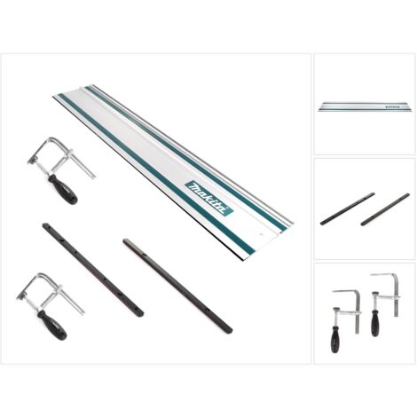 Makita – Rail de guidage 1000mm pour scies – 2x jonctions – 2x serre-joints en acier – Pare-éclats remplaçable antidérapant