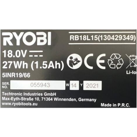 RYOBI Batterie 18V One+ 1.5Ah LithiumPlus RB18L15