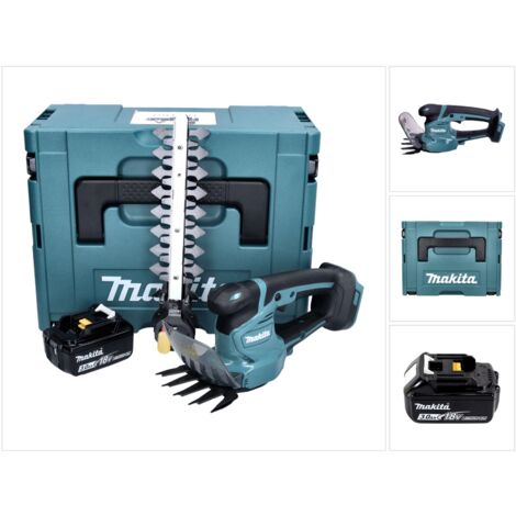 Makita – Cisaille à gazon sans fil 18V – Largeur de coupe 11 cm – Longueur de coupe 200 mm – Avec 1 batterie 3,0 Ah – Makpac