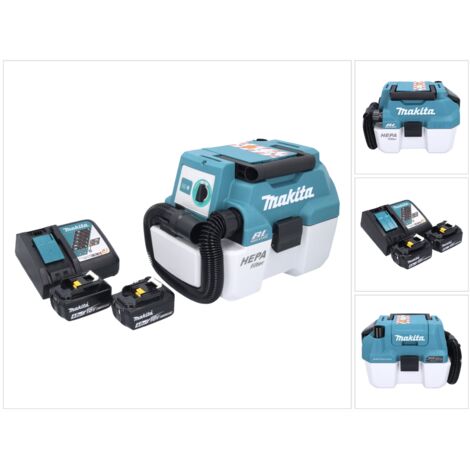Makita DVC 750 LRM aspirateur sans fil LXT 18 V 67 mbar 7,5 l Brushless + 2x batterie 4,0 Ah + chargeur