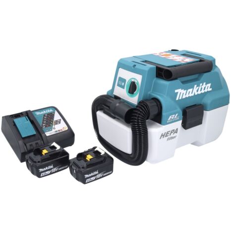 Makita DVC 750 LRM aspirateur sans fil LXT 18 V 67 mbar 7,5 l Brushless + 2x batterie 4,0 Ah + chargeur