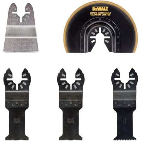 Dewalt – Coffret de 5 lames pour multi-cutter – Lame pour bois avec clous 43mm – Lame Bim rapide 43mm – Lame titanium semi-circulaire 100mm - DT20715-QZ (1/10)
