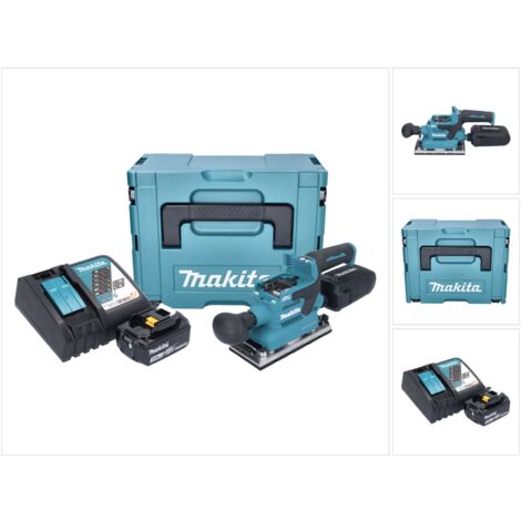 Makita DBO 382 RF1J Ponceuse vibrante sans fil 18 V 93 x 185 mm Brushless + 1x batterie 3,0 Ah + chargeur + Makpac (1/5)