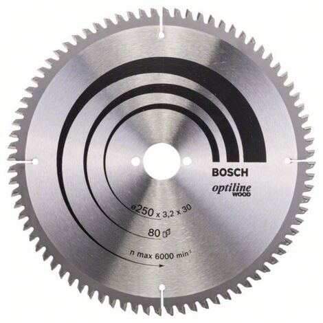 Bosch – Lame de scie circulaire pour bois dur 250 mm – 80 dents carbure – Largeur de coupe 3,2 mm – Alésage 30 mm – 2608640645 - WOOD 250 X