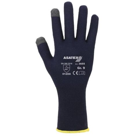 Gants ASATEX en maille fine pour smartphones et écrans tactiles taille 10 bleu foncé 12 paires ( 8000503633 ) (1/4)