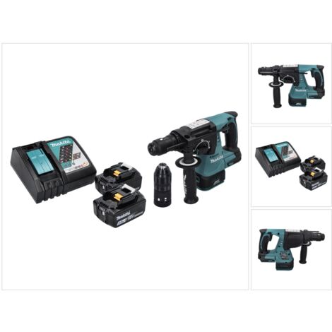 Makita DHR 243 RT Marteau perforateur sans fil 18 V SDS plus Brushless + 2x batterie 5,0 Ah + chargeur (1/5)