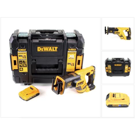 Dewalt – Scie sabre sans fil 18V – Moteur Brushless – Profondeur de coupe 200mm – Avec 1 batterie 2.0Ah – Coffret de transport TSTAK - DCS 367 NT (1/5)