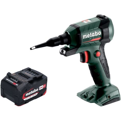 Metabo – Soufflette sans fil 18V – Moteur Brushless – Débit d'air 0,7 m/min – Vitesse max 122 m/s – Avec batterie 4,0 Ah – Pour nettoyage et gonflage