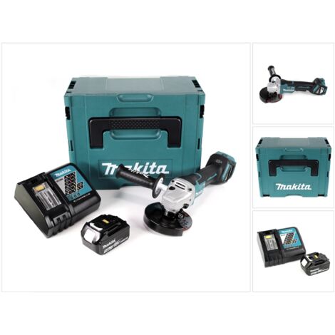 Makita DGA 517 RF1J Meuleuse d'angle sans fil 18V 125mm + 1x Batterie 3,0Ah + Chargeur + Coffret de transport Makpac (1/5)