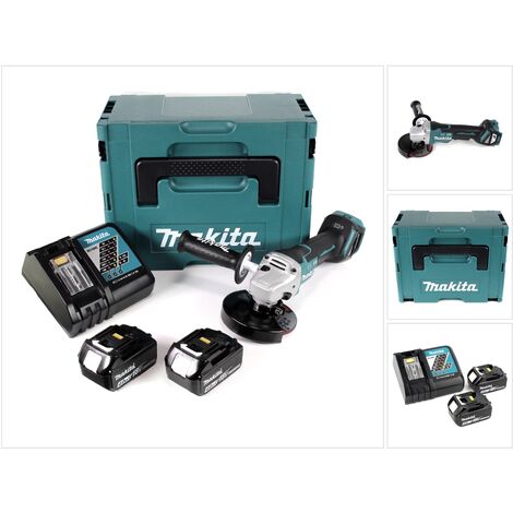 Makita DGA 517 RMJ Meuleuse d'angle sans fil 18V 125mm + 2x Batteries 4,0Ah + Chargeur + Coffret de transport Makpac 3 (1/5)