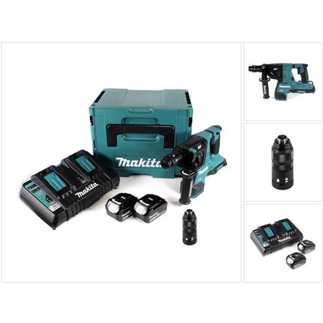 Makita DHR 281 PMJ Brushless Perforateur-burineur sans fil 28 mm 2 x 18 V pour SDS-PLUS + Mandrin auto-serrant interchangeable + Coffret MakPac + 2 x Batteries 4,0 Ah + Chargeur (1/5)