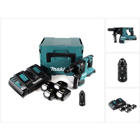 Makita DHR 281 PG4J Brushless Perforateur burineur sans fil 28 mm 2 x 18 V pour SDS-PLUS + Mandrin auto-serrant interchangeable + Coffret MakPac + 4 x Batteries 6,0 Ah + Chargeur (1/5)