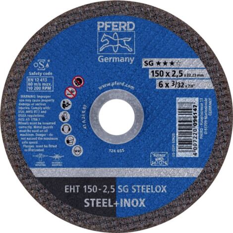 PFERD disque à tronçonner SG STEELOX ( 8000435570 ) D150x2,5mm droit alésage 22,23 mm 25 pièces