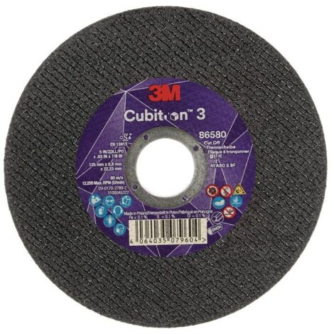 Disque à tronçonner Cubitron™ 3 D125x0,8mm droit 3M™ Cubitron™ 3 Alésage 22,23mm 3M