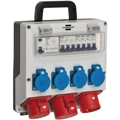Brennenstuhl – Distributeur mural en plastique CEE-32 A 5 pôles – Boîtier robuste IP44 – Prises 230V avec disjoncteur différentiel 30mA