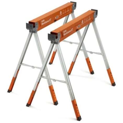 Tréteaux réglables haute capacité 612 kg – Hauteur réglable 762–864 mm – Construction acier durable – Lot de 2 tréteaux – Bora