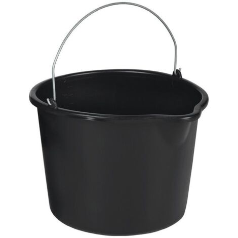 Seau de chantier 12 l en polyéthylène noir – Ø 310 mm – Hauteur 240 mm – Pour chantiers humides – 1101207