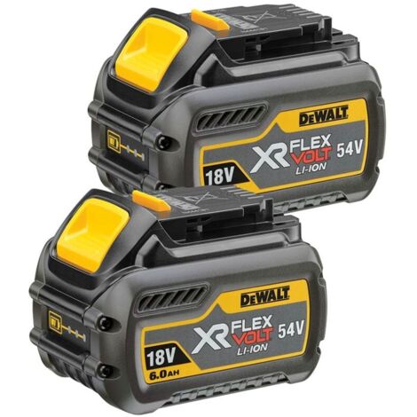 Dewalt – Batterie 54V/18V 6,0Ah Li-lon XR FlexVolt – Protection contre surcharges et surchauffes – Affichage état de charge avec 3 LED