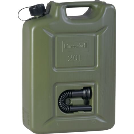Bidon pour voiture 20 l – Polyéthylène HD-PE – Dimensions L. 350 x l. 165 x H. 495 mm – Bouchon de sécurité enfant – Hünersdorff