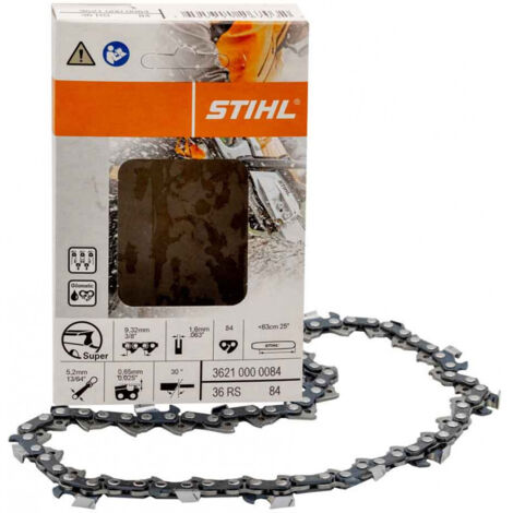 Stihl – Chaîne tronçonneuse 36210000084 – Pas 3/8' – Jauge 1.6 – 84 maillons pour bûcheronnage intensif – Efficacité optimale