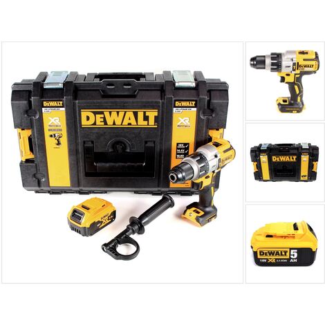 Dewalt – Perceuse-visseuse à percussion sans fil 18V 95Nm – Moteur Brushless – 1 batterie 5,0Ah – Coffret Toughbox – Pour béton armé et bois dur