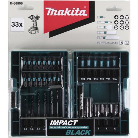 Makita B-66896 Jeu d'embouts de vissage Impact Black - 33 pièces. S2 Stahl + Coffret de transport